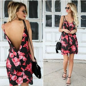 🆕BLACK FLORAL PRINT LOW BACK WRAP DRESS